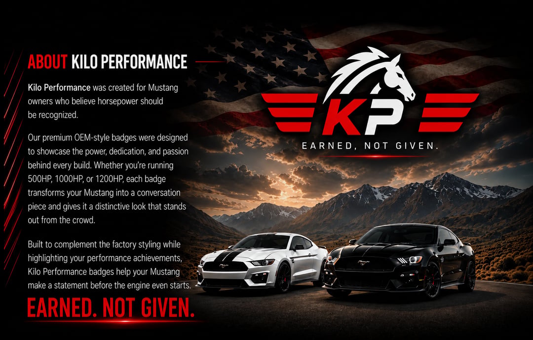 About Kilo Performance — Mustang owners who believe horsepower should be recognized. Earned. Not Given.
