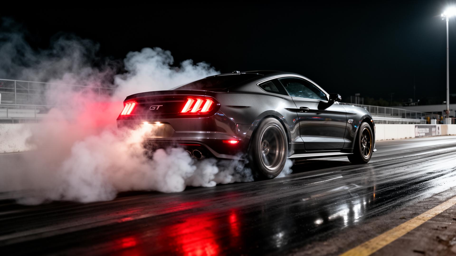 Mustang burnout — modern muscle car culture