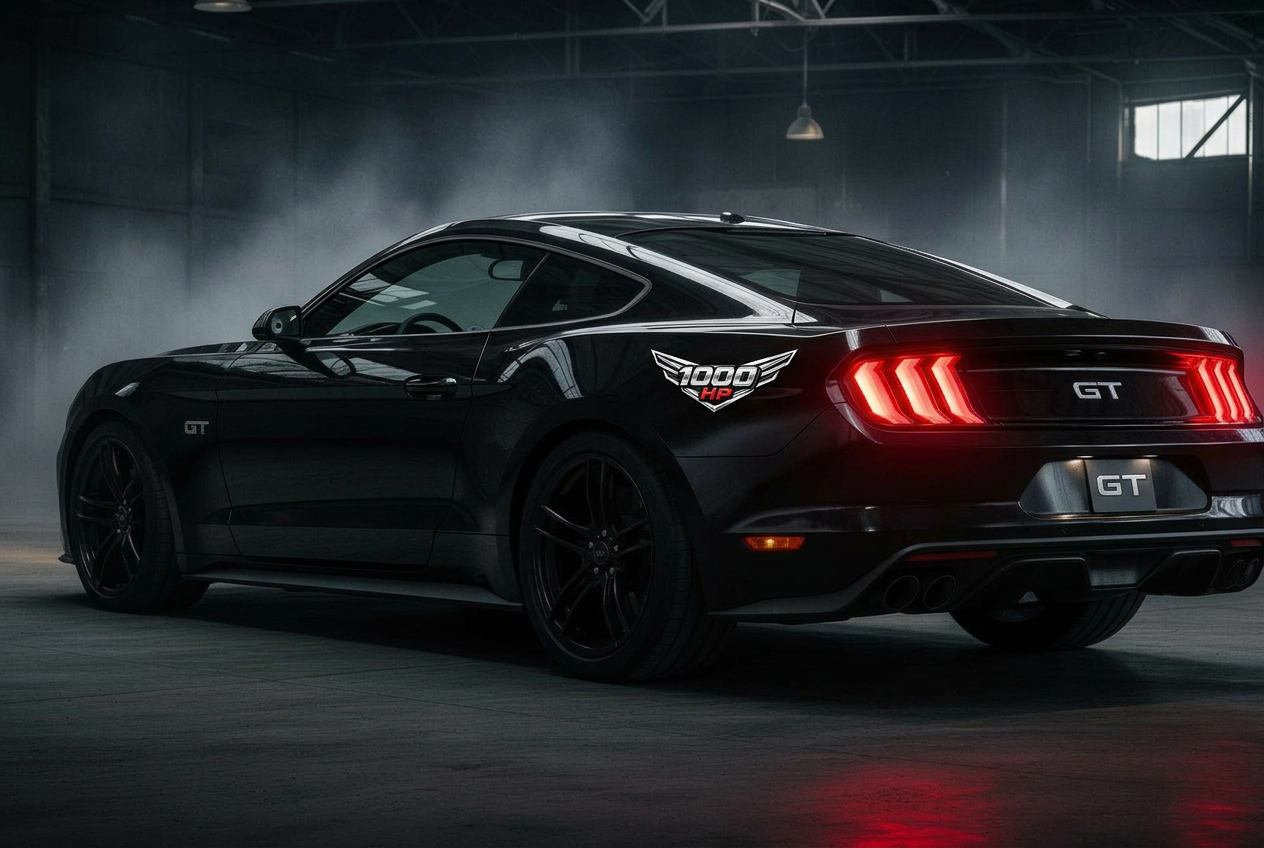 S650 Mustang rear quarter with HP1000 emblem