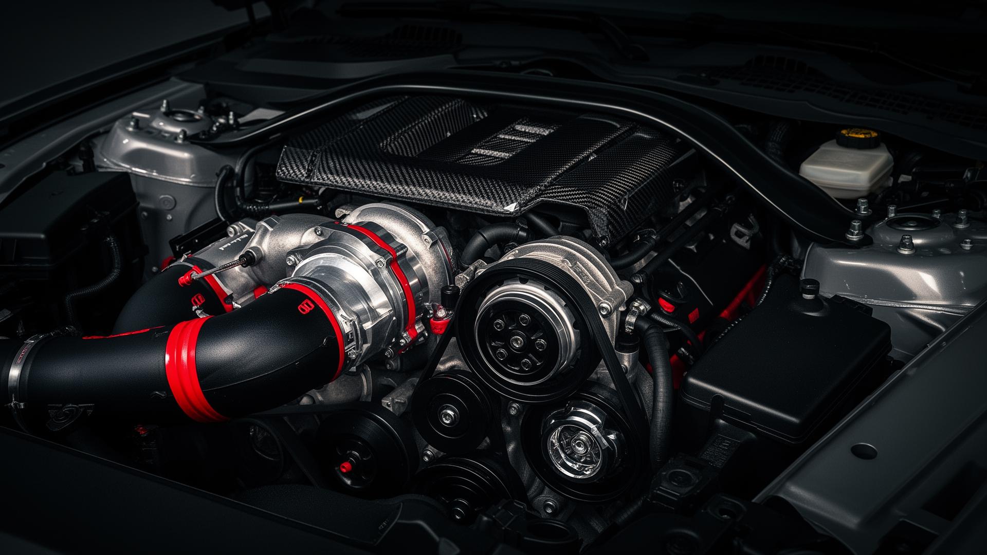 Whipple supercharger Mustang engine bay